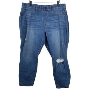 Judy Blue Womens Boyfriend Fit Jeans sz 20W Blue Distress Medium Wash High Rise